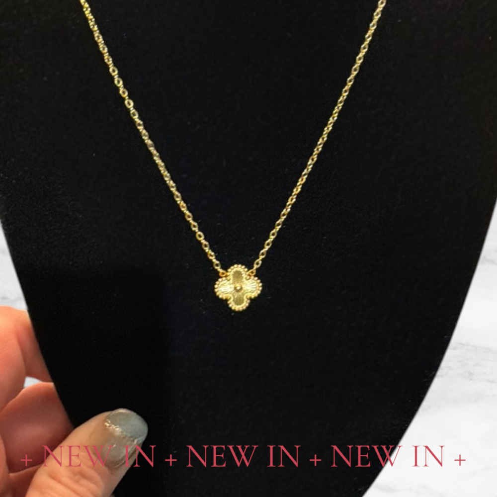 18kGold over Stainless Steel Four Leaf Clover Pendant Necklace